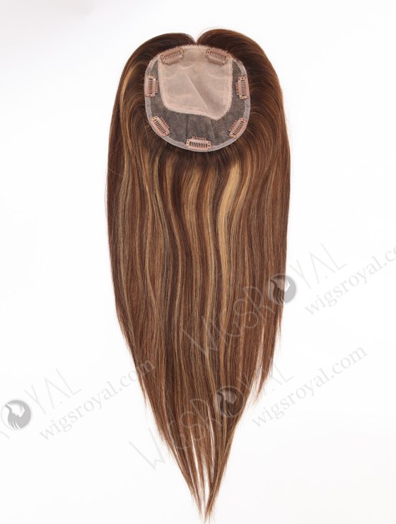 In Stock 5.5"*6.5" European Virgin Hair 16" Straight 3# With T3/8# Highlights Color Silk Top Hair Topper-142-23799