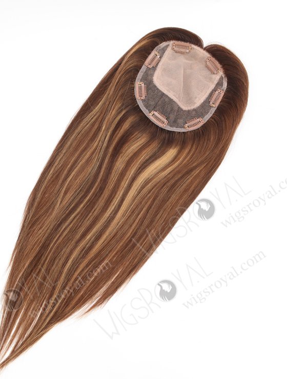 In Stock 5.5"*6.5" European Virgin Hair 16" Straight 3# With T3/8# Highlights Color Silk Top Hair Topper-142-23801