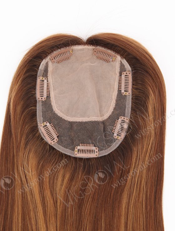 All One Length Brown Highlight Color Full Volume Hair Topper For Thin Hair Topper-155-23809