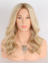 Luxury Brown Roots Blonde Wavy Human Hair Wigs 16 Inch Double Drawn GRD-08004