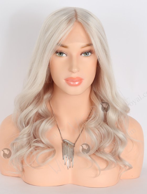 Pure Platinum Gray Color Mimic Human Scalp Glueless Wigs For Women GRD-08025