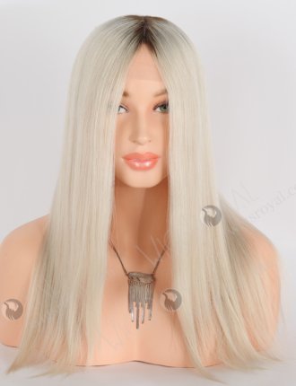 Pure White Color Lace Front Glueless Wig With Brown Roots Color GRD-08019