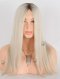 Pure White Color Lace Front Glueless Wig With Brown Roots Color GRD-08019