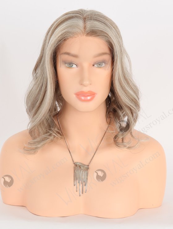 In Stock Brazilian Virgin Hair 12" Big Curl Silver/4# Mixed Color Lace Front Wig MLF-04033-24363