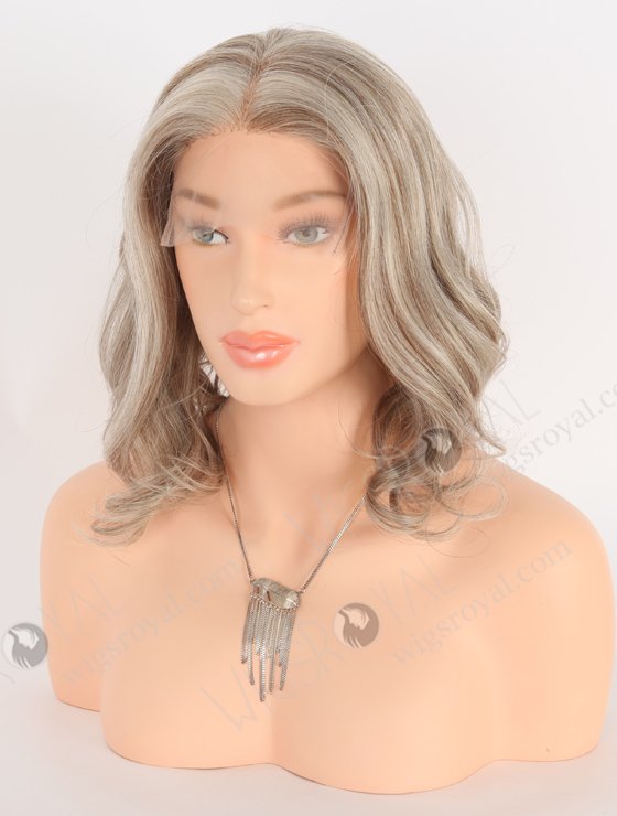 In Stock Brazilian Virgin Hair 12" Big Curl Silver/4# Mixed Color Lace Front Wig MLF-04033-24364