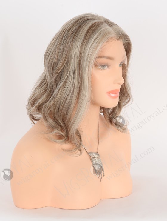 In Stock Brazilian Virgin Hair 12" Big Curl Silver/4# Mixed Color Lace Front Wig MLF-04033-24366