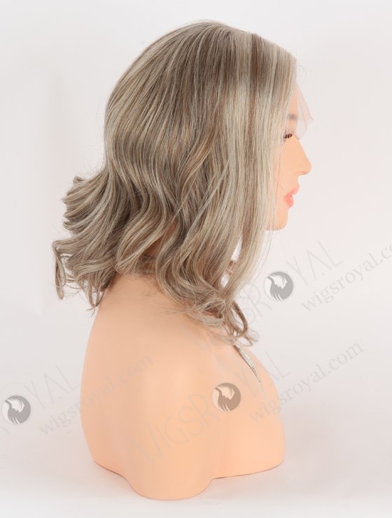 In Stock Brazilian Virgin Hair 12" Big Curl Silver/4# Mixed Color Lace Front Wig MLF-04033-24368