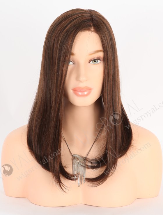 BOB Straight Brown Highlights Color Monofilament Top Glueless Wig GLM-08015-24401