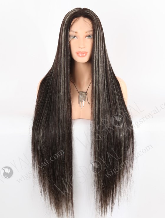 Glamorous 30 Inch Long Straight Human Hair Wigs with Blonde Highlights WR-LW-137-24506