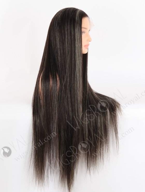 Glamorous 30 Inch Long Straight Human Hair Wigs with Blonde Highlights WR-LW-137-24509