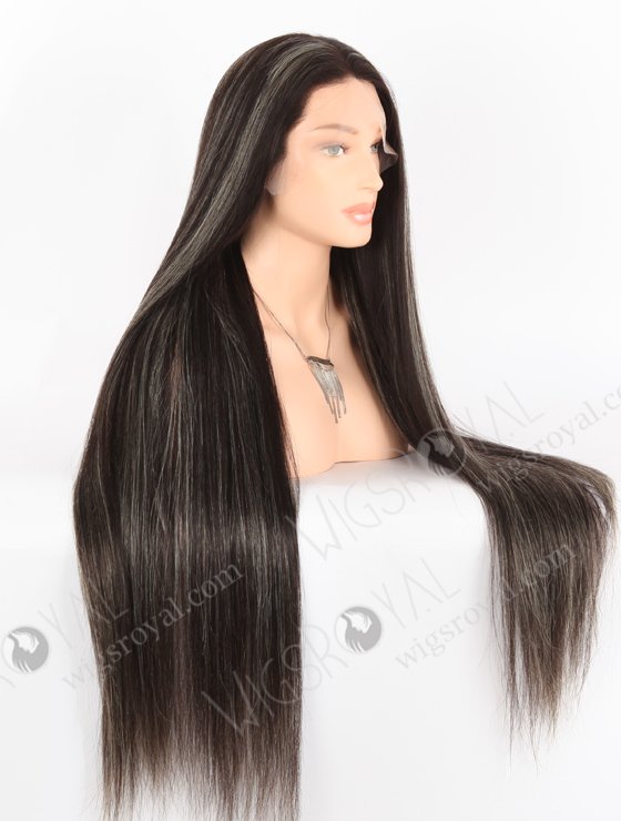 Glamorous 30 Inch Long Straight Human Hair Wigs with Blonde Highlights WR-LW-137-24508