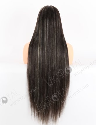 Glamorous 30 Inch Long Straight Human Hair Wigs with Blonde Highlights WR-LW-137