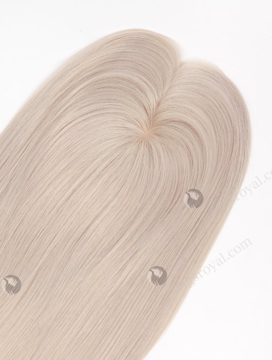 In Stock 2.75"*5.25" European Virgin Hair 20" Straight Silver Color Monofilament Hair Topper Topper-168-24599