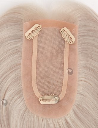 Natural Looking Lace Front Small Monofilament Hair Topper for Thinning Hair High Quality Platinum Gray European Hair Topper-168