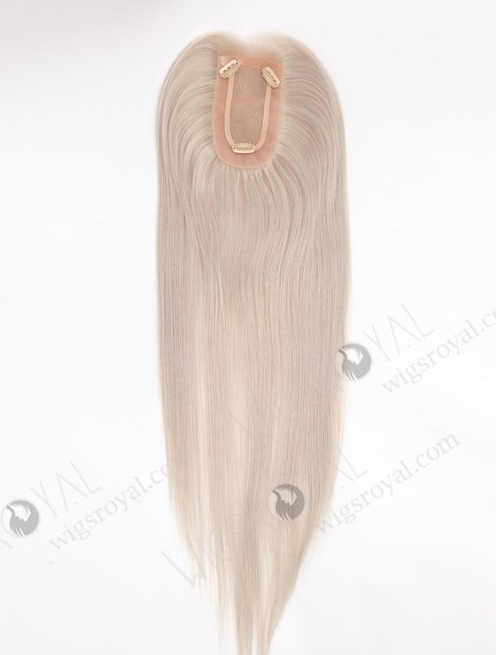 In Stock 2.75"*5.25" European Virgin Hair 20" Straight Silver Color Monofilament Hair Topper Topper-168-24603