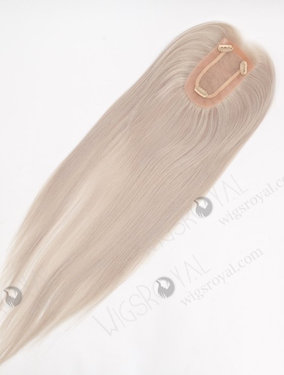 In Stock 2.75"*5.25" European Virgin Hair 20" Straight Silver Color Monofilament Hair Topper Topper-168-24604