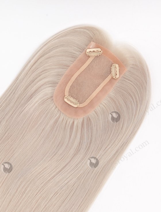 In Stock 2.75"*5.25" European Virgin Hair 20" Straight Silver Color Monofilament Hair Topper Topper-168-24605