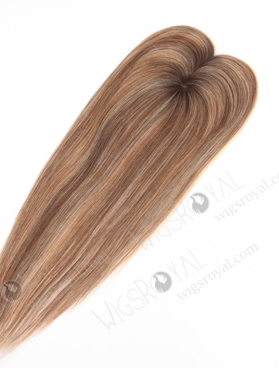 In Stock 2.75"*5.25" European Virgin Hair 16" Straight 4#/10#/60# Mixed, Roots 3# Color Monofilament Hair Topper Topper-165-24661