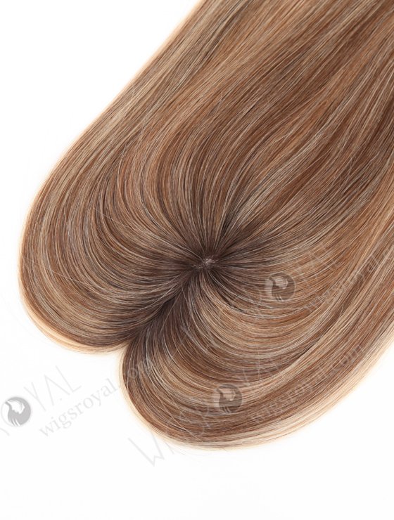 In Stock 2.75"*5.25" European Virgin Hair 16" Straight 4#/10#/60# Mixed, Roots 3# Color Monofilament Hair Topper Topper-165-24662