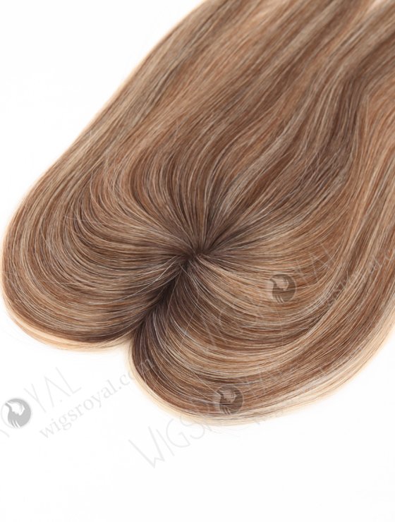 In Stock 2.75"*5.25" European Virgin Hair 16" Straight 4#/10#/60# Mixed, Roots 3# Color Monofilament Hair Topper Topper-165-24663