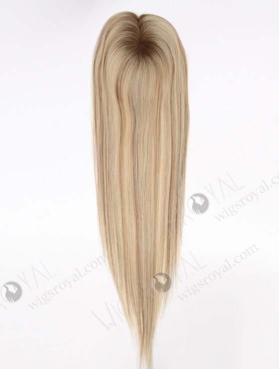 In Stock 2.75"*5.25" European Virgin Hair 20" Straight T9/60# With 9# Highlights Color Monofilament Hair Topper Topper-166-24672