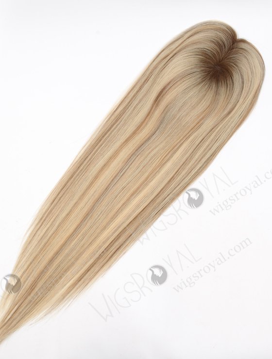 In Stock 2.75"*5.25" European Virgin Hair 20" Straight T9/60# With 9# Highlights Color Monofilament Hair Topper Topper-166-24673