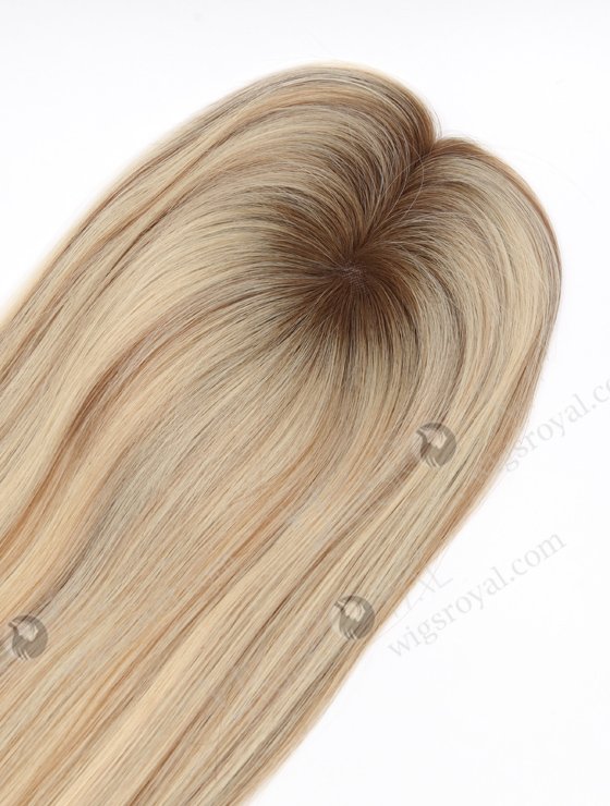 In Stock 2.75"*5.25" European Virgin Hair 20" Straight T9/60# With 9# Highlights Color Monofilament Hair Topper Topper-166-24675