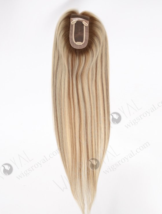 Long Human Hair Toppers With Brown Roots Color Topper-166