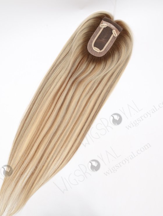 In Stock 2.75"*5.25" European Virgin Hair 20" Straight T9/60# With 9# Highlights Color Monofilament Hair Topper Topper-166-24679