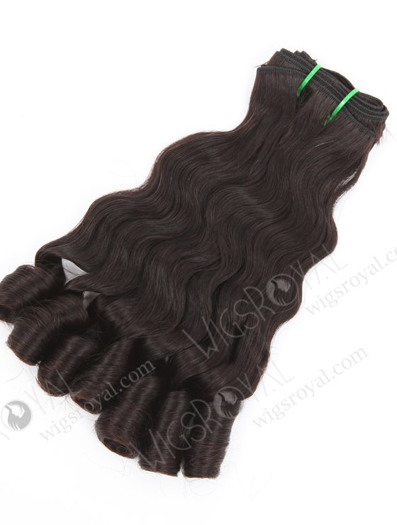 In Stock 5A Peruvian Virgin Hair 14" Double Drawn Wavy With Curl Tip Natural Color Machine Weft SM-6162-24738