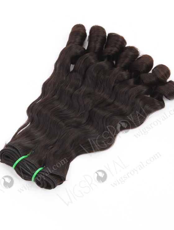 In Stock 5A Peruvian Virgin Hair 14" Double Drawn Wavy With Curl Tip Natural Color Machine Weft SM-6162-24740