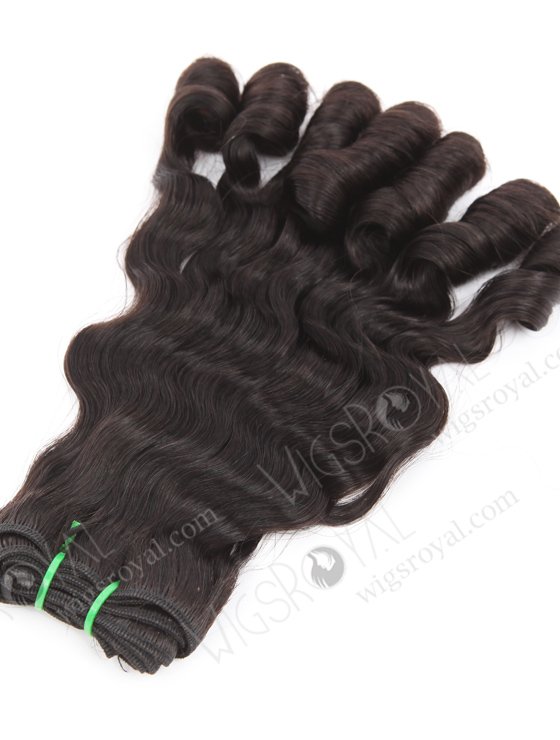 In Stock 5A Peruvian Virgin Hair 14" Double Drawn Wavy With Curl Tip 1b# Color Machine Weft SM-6163-24730