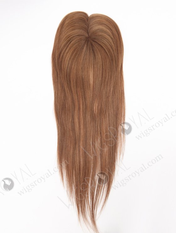 In Stock 2.75"*5.25" European Virgin Hair 16" Straight 8a#/4#/9# Highlights, Roots 4# Color Monofilament Hair Topper Topper-164-24787