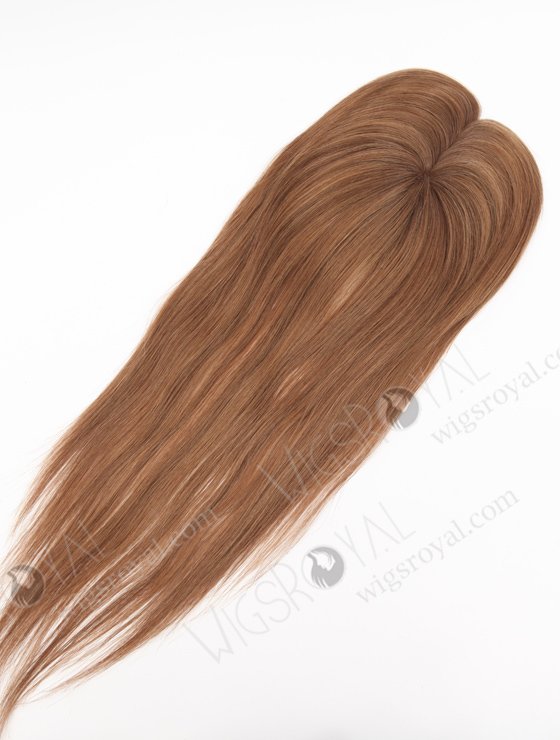 In Stock 2.75"*5.25" European Virgin Hair 16" Straight 8a#/4#/9# Highlights, Roots 4# Color Monofilament Hair Topper Topper-164-24788