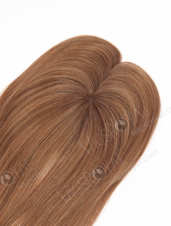 In Stock 2.75"*5.25" European Virgin Hair 16" Straight 8a#/4#/9# Highlights, Roots 4# Color Monofilament Hair Topper Topper-164-24789