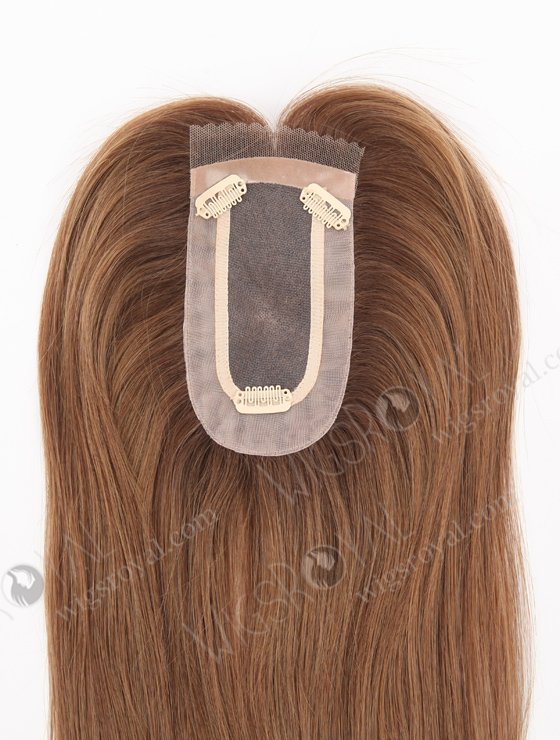 In Stock 2.75"*5.25" European Virgin Hair 16" Straight 8a#/4#/9# Highlights, Roots 4# Color Monofilament Hair Topper Topper-164-24791