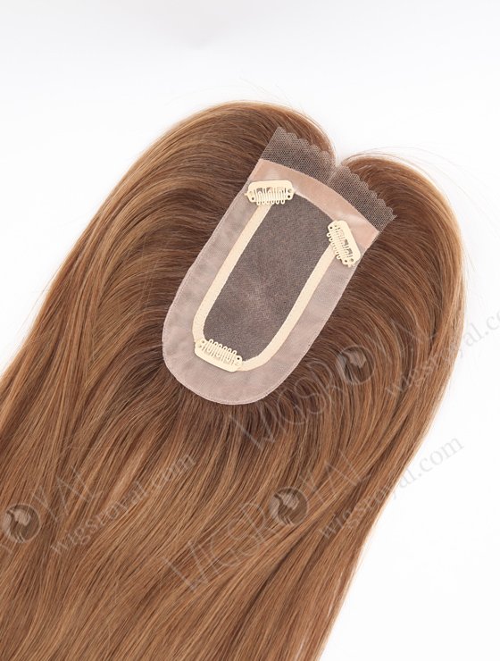 In Stock 2.75"*5.25" European Virgin Hair 16" Straight 8a#/4#/9# Highlights, Roots 4# Color Monofilament Hair Topper Topper-164-24794
