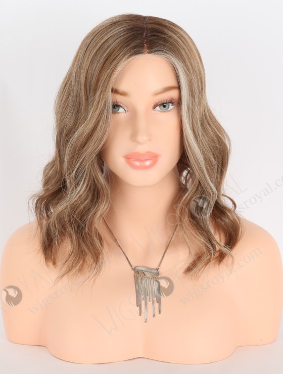 In Stock European Virgin Hair 12" All One Length Beach Wave Base 4#/10#/60#, Roots 3# Color Lace Front Silk Top Glueless Wig GLL-08062-25153