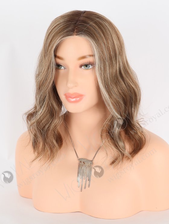 In Stock European Virgin Hair 12" All One Length Beach Wave Base 4#/10#/60#, Roots 3# Color Lace Front Silk Top Glueless Wig GLL-08062-25154