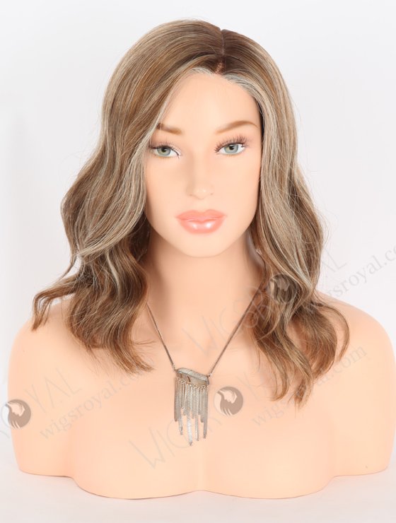In Stock European Virgin Hair 12" All One Length Beach Wave Base 4#/10#/60#, Roots 3# Color Lace Front Silk Top Glueless Wig GLL-08061-25162