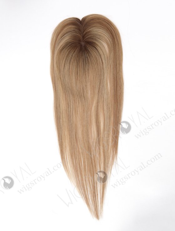 In Stock 2.75"*5.25" European Virgin Hair 16" Straight T4/8A#/T4/613# Mixed Color Monofilament Hair Topper Topper-175-25310