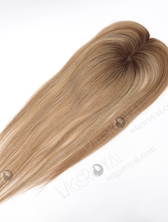 In Stock 2.75"*5.25" European Virgin Hair 16" Straight T4/8A#/T4/613# Mixed Color Monofilament Hair Topper Topper-175-25311