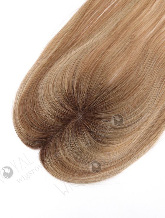 In Stock 2.75"*5.25" European Virgin Hair 16" Straight T4/8A#/T4/613# Mixed Color Monofilament Hair Topper Topper-175-25313