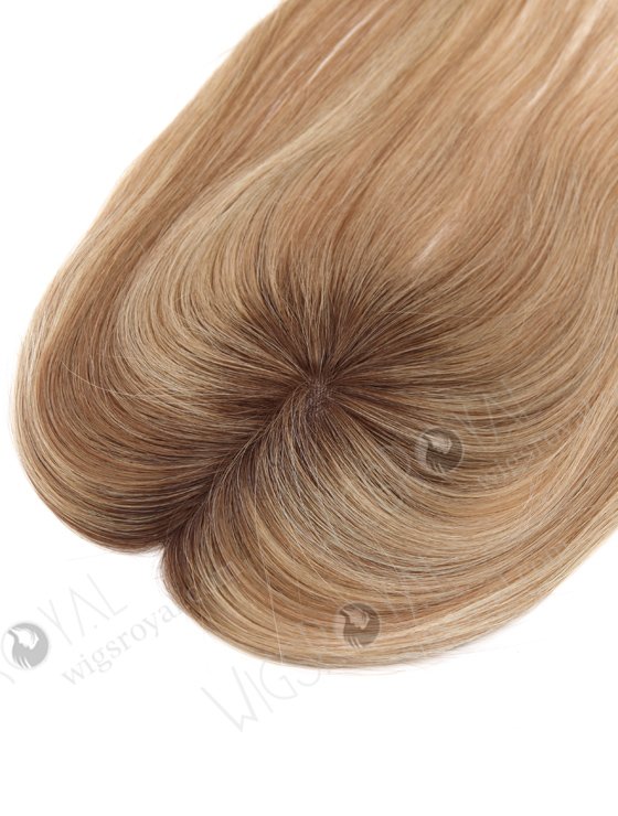 In Stock 2.75"*5.25" European Virgin Hair 16" Straight T4/8A#/T4/613# Mixed Color Monofilament Hair Topper Topper-175-25312