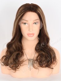 Trendy Wigs Best Real Hair Brown Hair Highlight Pretty Wigs | In Stock European Virgin Hair 18" Beach Wave 3# with T3/8# highlights Color Lace Front Silk Top Glueless Wig GLL-08048