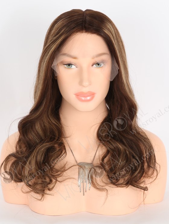 Trendy Wigs Best Real Hair Brown Hair Highlight Pretty Wigs | In Stock European Virgin Hair 18" Beach Wave 3# with T3/8# highlights Color Lace Front Silk Top Glueless Wig GLL-08048