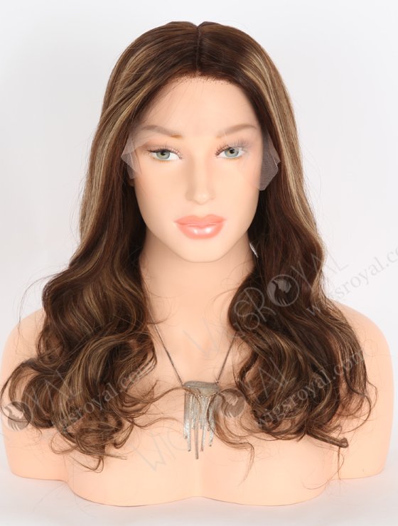 Trendy Wigs Best Real Hair Brown Hair Highlight Pretty Wigs | In Stock European Virgin Hair 18" Beach Wave 3# with T3/8# highlights Color Lace Front Silk Top Glueless Wig GLL-08048-25343