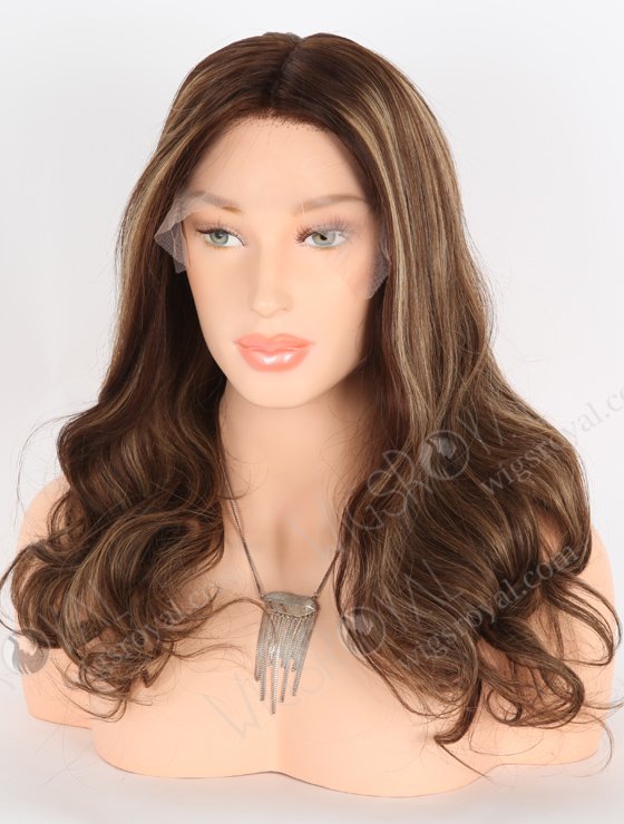 Trendy Wigs Best Real Hair Brown Hair Highlight Pretty Wigs | In Stock European Virgin Hair 18" Beach Wave 3# with T3/8# highlights Color Lace Front Silk Top Glueless Wig GLL-08048-25345