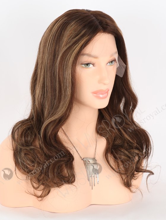 Trendy Wigs Best Real Hair Brown Hair Highlight Pretty Wigs | In Stock European Virgin Hair 18" Beach Wave 3# with T3/8# highlights Color Lace Front Silk Top Glueless Wig GLL-08048-25346