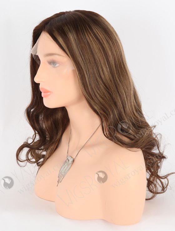 Trendy Wigs Best Real Hair Brown Hair Highlight Pretty Wigs | In Stock European Virgin Hair 18" Beach Wave 3# with T3/8# highlights Color Lace Front Silk Top Glueless Wig GLL-08048-25348